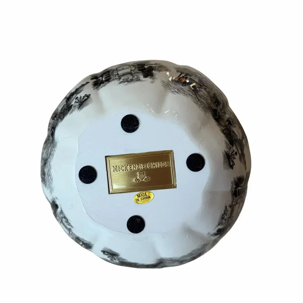 NEW Mackenzie Childs Black Toile Small Pumpkin in Original Box